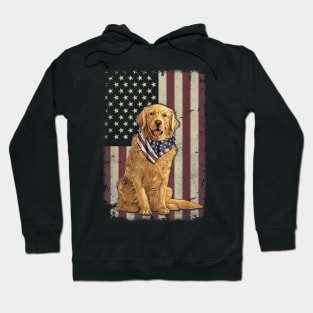 Golden Retriever American Flag Bandana 4th Of July Tshirt Hoodie